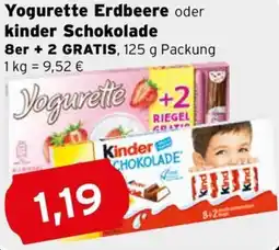 CAP Markt Yogurette Erdbeere oder kinder Schokolade Angebot