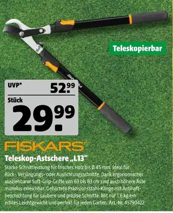 Hagebau Fiskars teleskop-astschere „l13“ Angebot