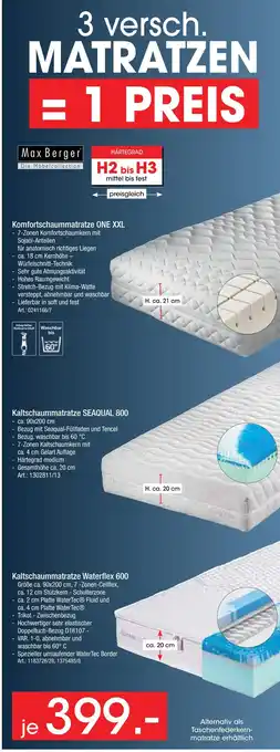 Zurbrüggen Max berger komfortschaummatratze one xxl Angebot