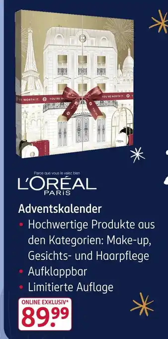 Rossmann L'oréal paris adventskalender Angebot
