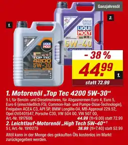 toom Baumarkt Liqui moly motorenöl „top tec 4200 5w-30“ Angebot