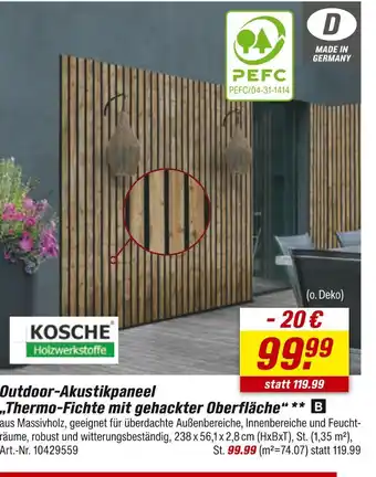 toom Baumarkt Kosche outdoor-akustikpaneel „thermo-fichte mit gehackter oberfläche“ Angebot