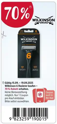 Rossmann Wilkinson sword wilkinson 6 rasierer Angebot