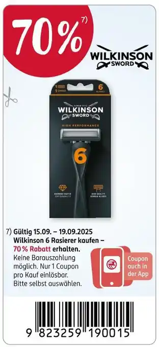 Rossmann Wilkinson sword wilkinson 6 rasierer Angebot