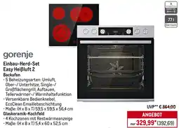 METRO gorenje Einbau-Herd-Set Easy Heißluft 2 Backofen Angebot