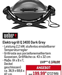 METRO weber Elektrogrill Q 1400 Dark Grey Angebot
