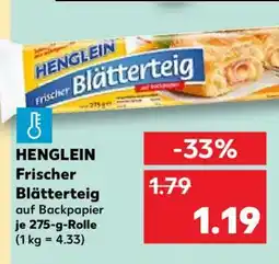 Kaufland HENGLEIN Frischer Blätterteig Angebot
