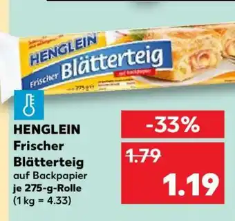 Kaufland HENGLEIN Frischer Blätterteig Angebot