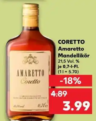 Kaufland CORETTO Amaretto Mandellikör Angebot