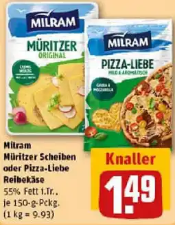 REWE Mitram Müritzer Scheiben oder Pizza-Liebe Reibekäse Angebot