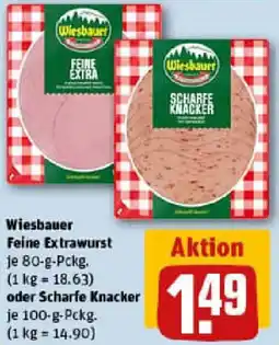 REWE Wiesbauer Feine Extrawurst oder Scharfe Knacker Angebot