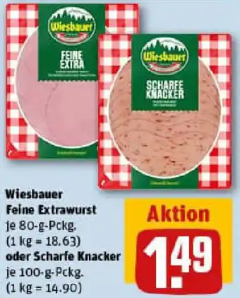 REWE Wiesbauer Feine Extrawurst oder Scharfe Knacker Angebot