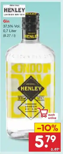Netto Marken-Discount Henley Dry Gin Angebot
