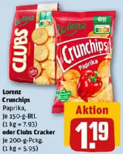 REWE Lorenz Crunchips oder Clubs Cracker Angebot