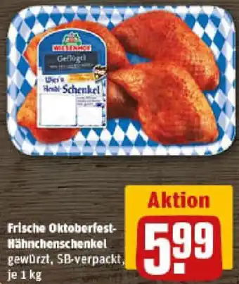 REWE Frische Oktoberfest- Hähnchenschenkel Angebot