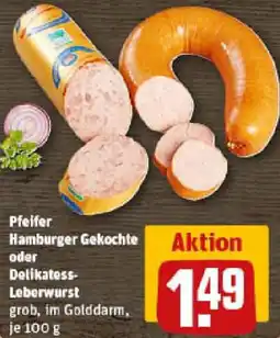 REWE Pfeifer Hamburger Gekochte oder Delikatess- Leberwurst Angebot