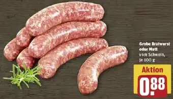 REWE Grobe Bratwurst oder Mett Angebot