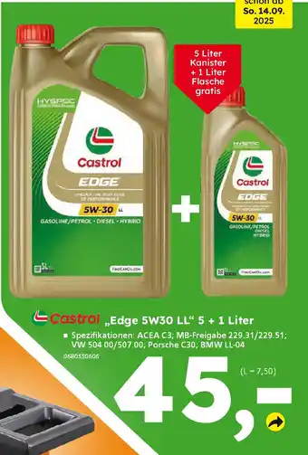 Globus Baumarkt Castrol Edge 5W30 LL" 5 + 1 Liter Angebot