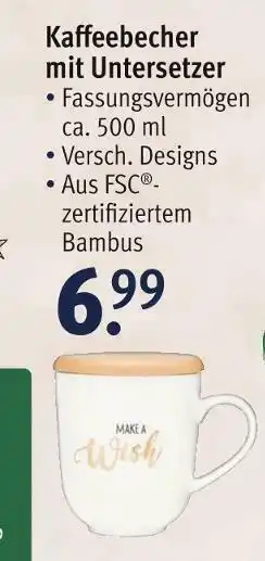 Rossmann Ideenwelt kaffeebecher mit untersetzer Angebot