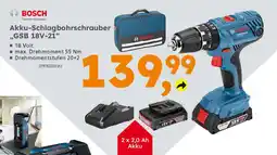 Globus Baumarkt BOSCH Akku-Schlagbohrschrauber ,,GSB 18V-21" Angebot