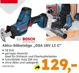 Globus Baumarkt BOSCH Akku-Säbelsäge „GSA 18V LI C❝ Angebot