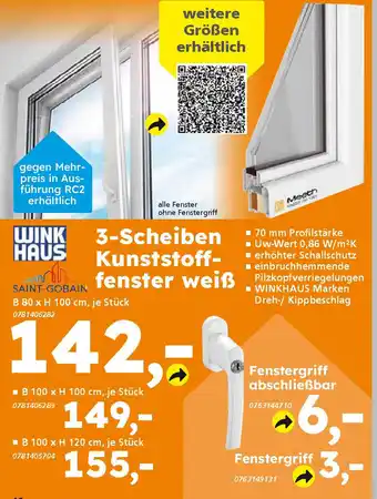 Globus Baumarkt 3-Scheiben Kunststofffenster weiß Angebot