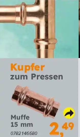 Globus Baumarkt Kupfer zum Pressen Muffe 15 mm Angebot
