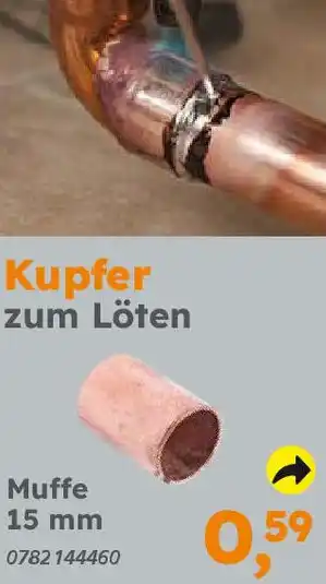 Globus Baumarkt Kupfer zum Löten Muffe 15 mm Angebot