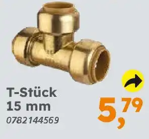 Globus Baumarkt Rotguss zum Stecken T-Stück 15 mm Angebot
