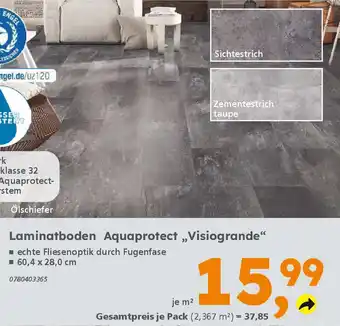 Globus Baumarkt Laminatboden Aquaprotect „Visiogrande❝ Angebot