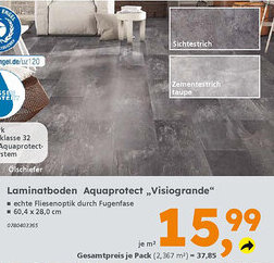 Globus Baumarkt Laminatboden Aquaprotect „Visiogrande❝ Angebot