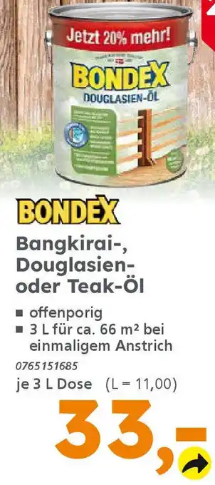 Globus Baumarkt BONDEX Bangkirai-, Douglasien- oder Teak-Öl Angebot