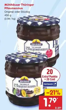 Netto Marken-Discount Mühlhäuser Thüringer Pflaumenmus Angebot