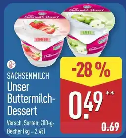 Aldi Nord Sachsenmilch unser buttermilch-dessert Angebot