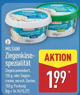 Aldi Nord Milsani ziegenkäse-spezialität ziegencamembert Angebot