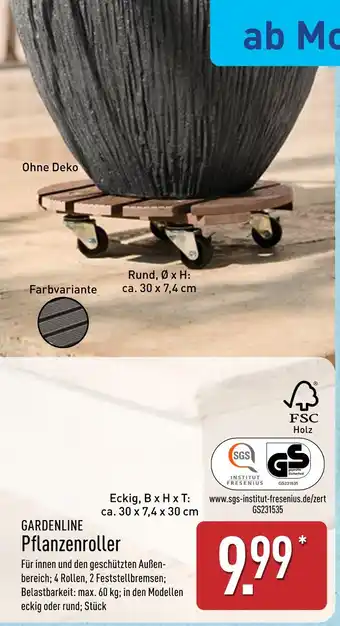 Aldi Nord Gardenline pflanzenroller rund Angebot