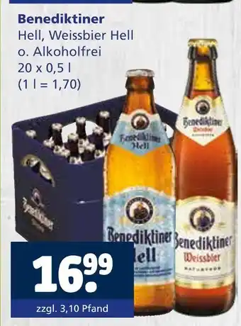 Getränkewelt Benediktiner hell, weissbier hell o. alkoholfrei Angebot