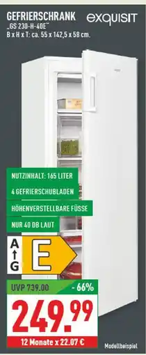 Marktkauf Exquisit gefrierschrank gs 230-h-40e Angebot