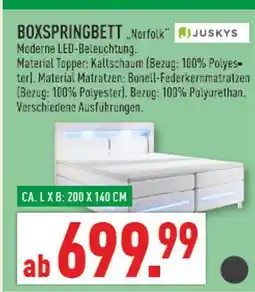 Marktkauf Juskys boxspringbett norfolk Angebot