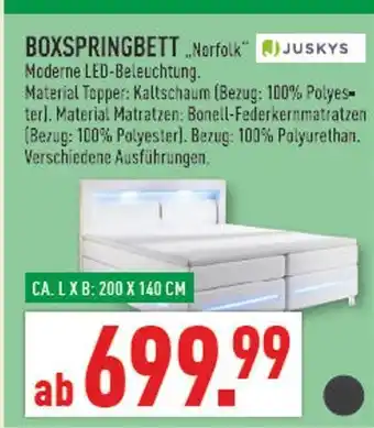 Marktkauf Juskys boxspringbett norfolk Angebot