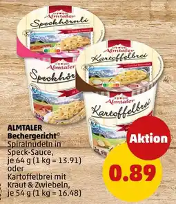 PENNY Almtaler bechergericht spiralnudeln in speck-sauce Angebot
