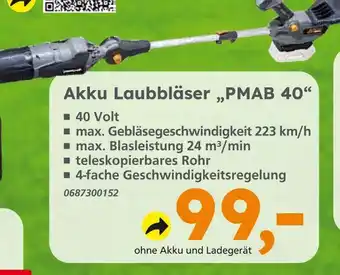 Globus Baumarkt Akku laubbläser pmab 40 Angebot