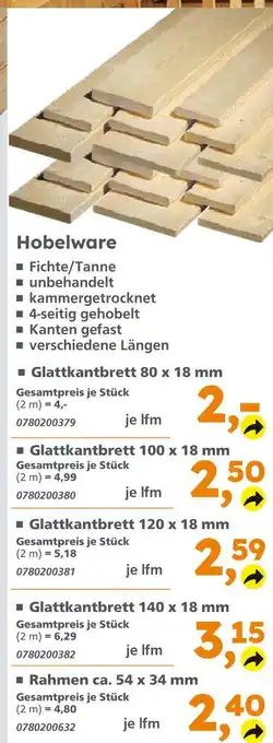 Globus Baumarkt Glattkantbrett 80 x 18 mm Angebot