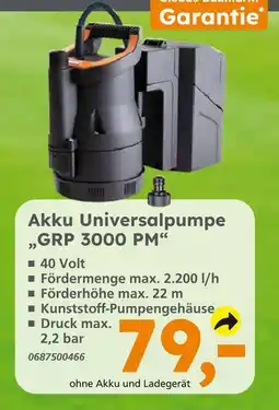 Globus Baumarkt Akku universalpumpe grp 3000 pm Angebot