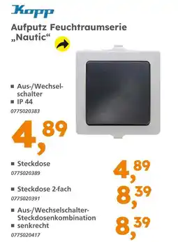 Globus Baumarkt Kopp aufputz feuchtraumserie „nautic“ Angebot
