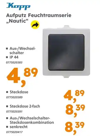 Globus Baumarkt Kopp aufputz feuchtraumserie „nautic“ Angebot