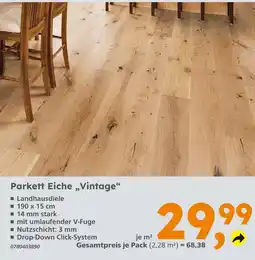 Globus Baumarkt Parkett eiche 'vintage' Angebot