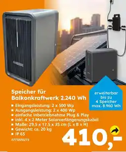 Globus Baumarkt Speicher für balkonkraftwerk 2.240 wh Angebot
