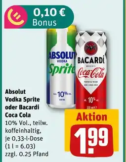 REWE Absolut vodka sprite oder bacardi coca cola Angebot