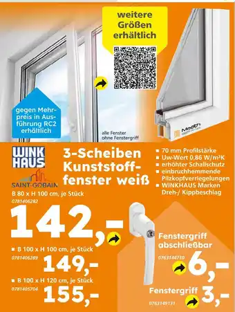 Globus Baumarkt Wink haus 3-scheiben kunststofffenster weiß Angebot